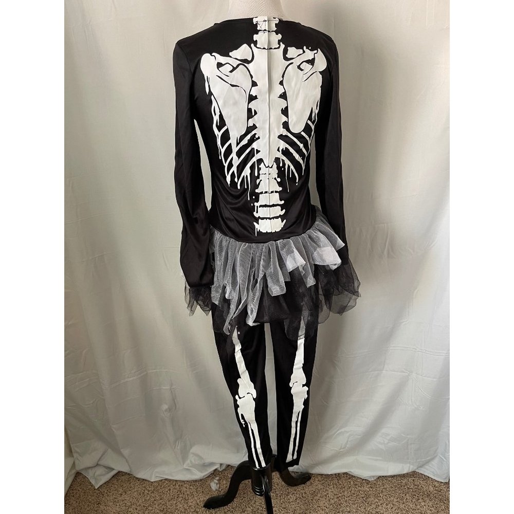 Girls Black/White Skeleton Tulle Bottom Top & Pant Halloween Costume - Picture 5 of 12